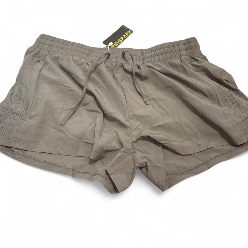 Pinspark athletic running shorts in a versatile khaki/olive color Size XXL